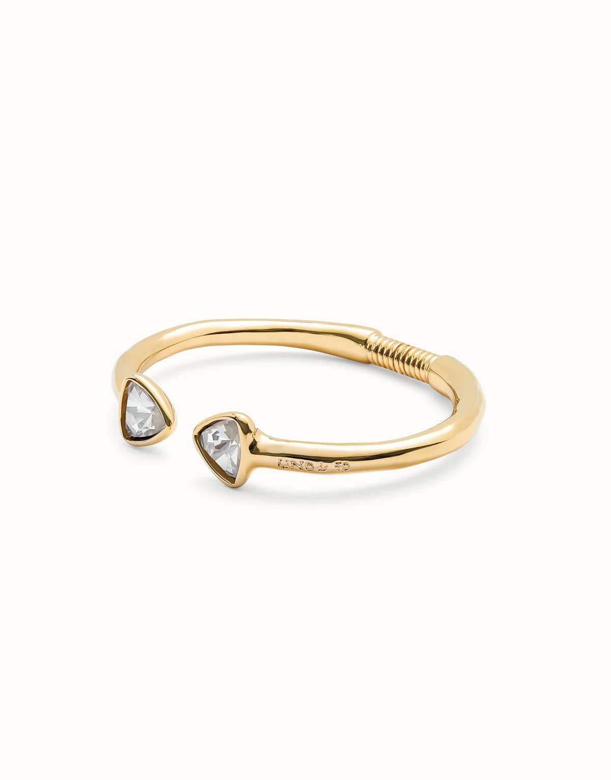 Cuff Bracelet With Two Multicolored Crystals - Gold