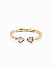 Cuff Bracelet With Two Multicolored Crystals - Gold
