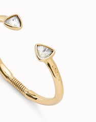 Cuff Bracelet With Two Multicolored Crystals - Gold