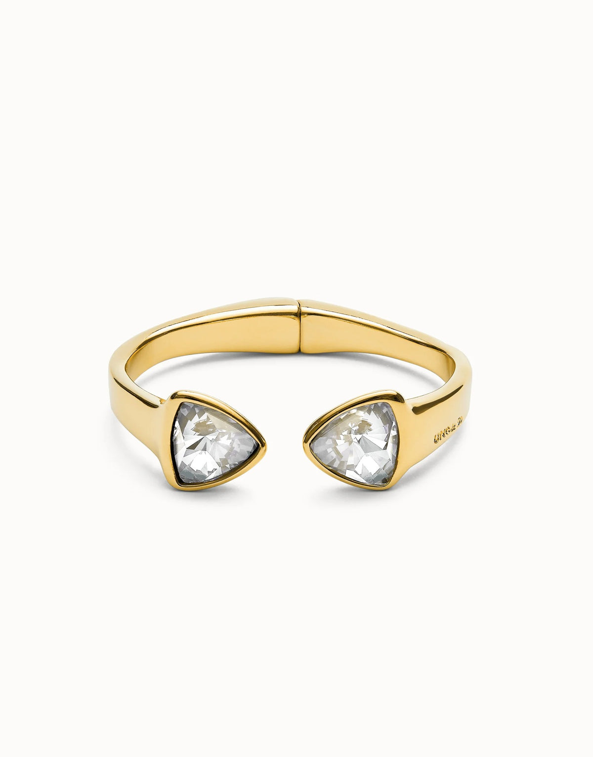 Bangle Bracelet With Two Multicolor Faceted Crystals - Gold
