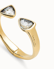Bangle Bracelet With Two Multicolor Faceted Crystals - Gold