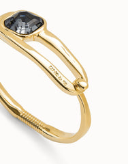 Bangle Bracelet With A Black Crystal - Gold