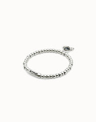Beaded Stretch Bracelet With Heart And Black Crystal