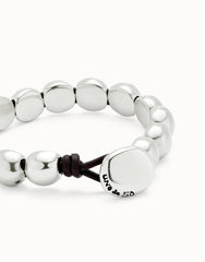 Leather Bracelet With Small Round Beads