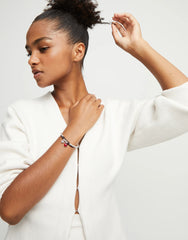 Leather Beaded Bracelet With Red Murano Glass