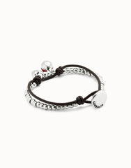 Leather Beaded Bracelet With Red Murano Glass