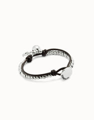 Leather Beaded Bracelet With Purple Murano Glass