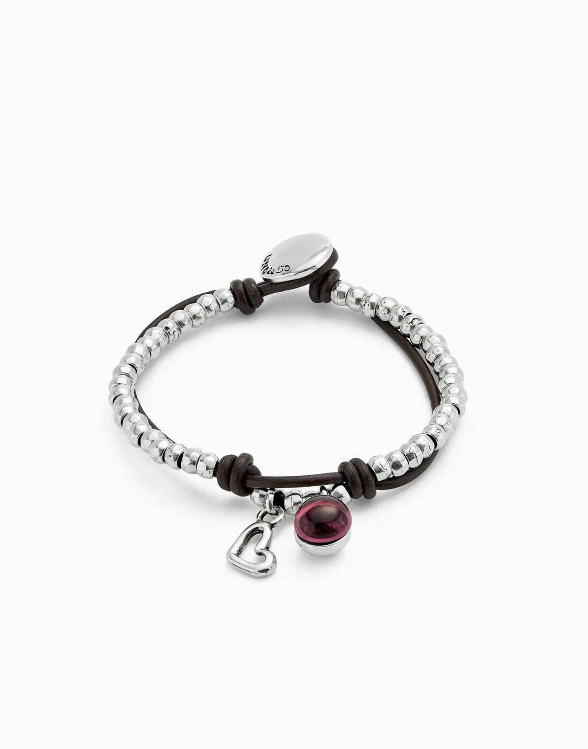 Leather Beaded Bracelet With Purple Murano Glass