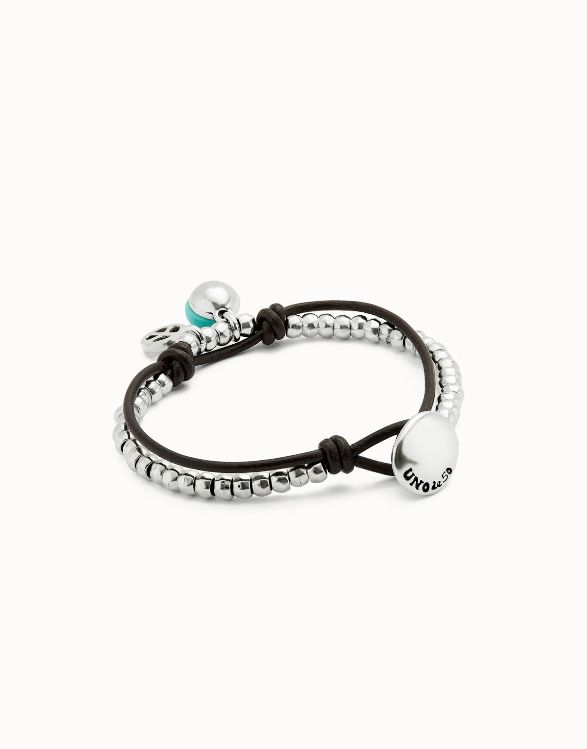 Leather Beaded Bracelet With Turquoise Murano Glass
