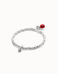 Beaded Bracelet With Red Murano Glass