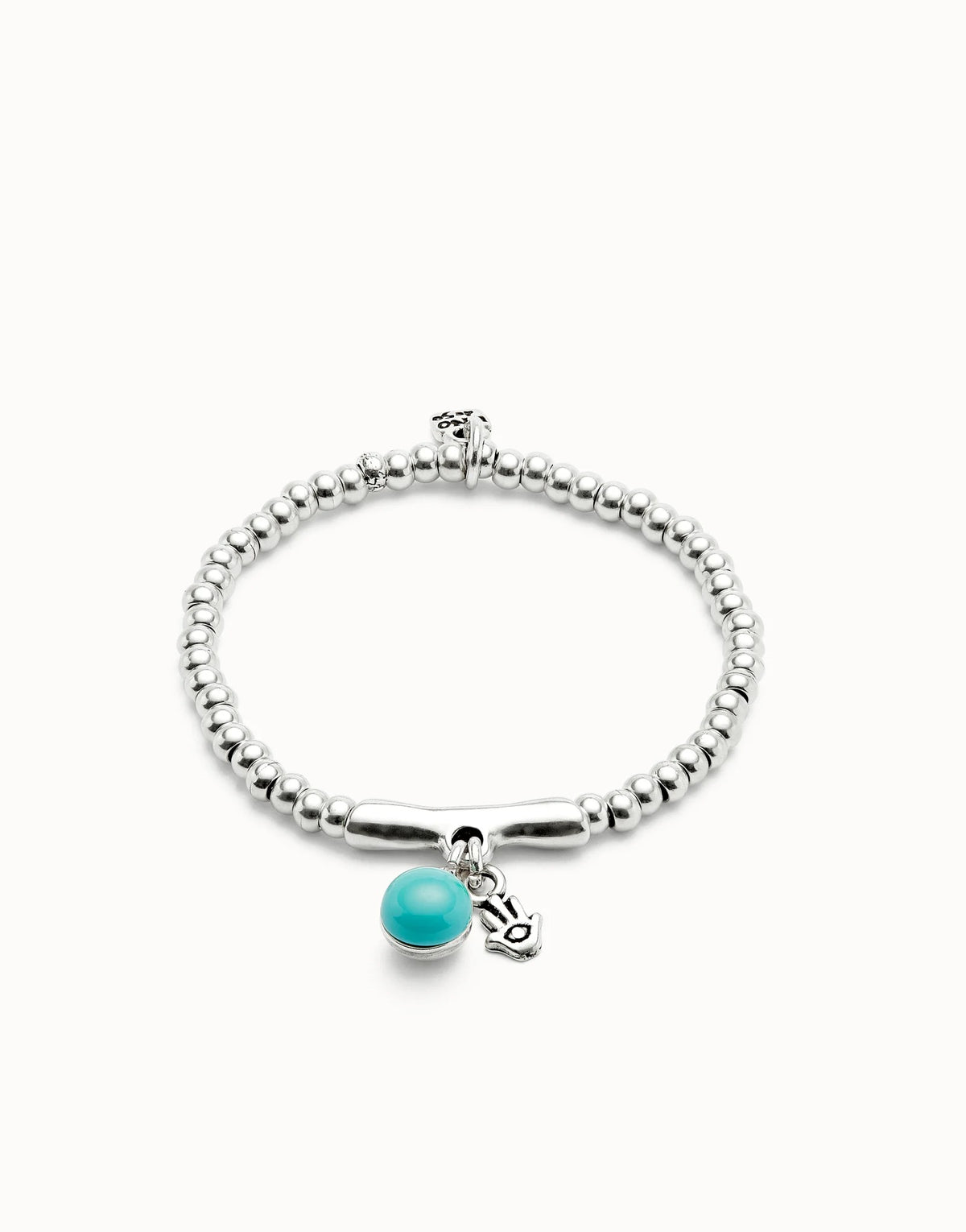 Beaded Stretch Bracelet With A Murano Glass And A Hamsa