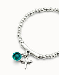 Beaded Stretch Bracelet With A Murano Glass And A Dragonly