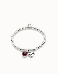 Beaded Stretch Bracelet With A Murano Glass And The Word Lucky