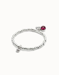 Beaded Stretch Bracelet With A Murano Glass And The Word Lucky