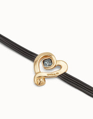 Multi Strand Leather Bracelet With A Heart - Gold