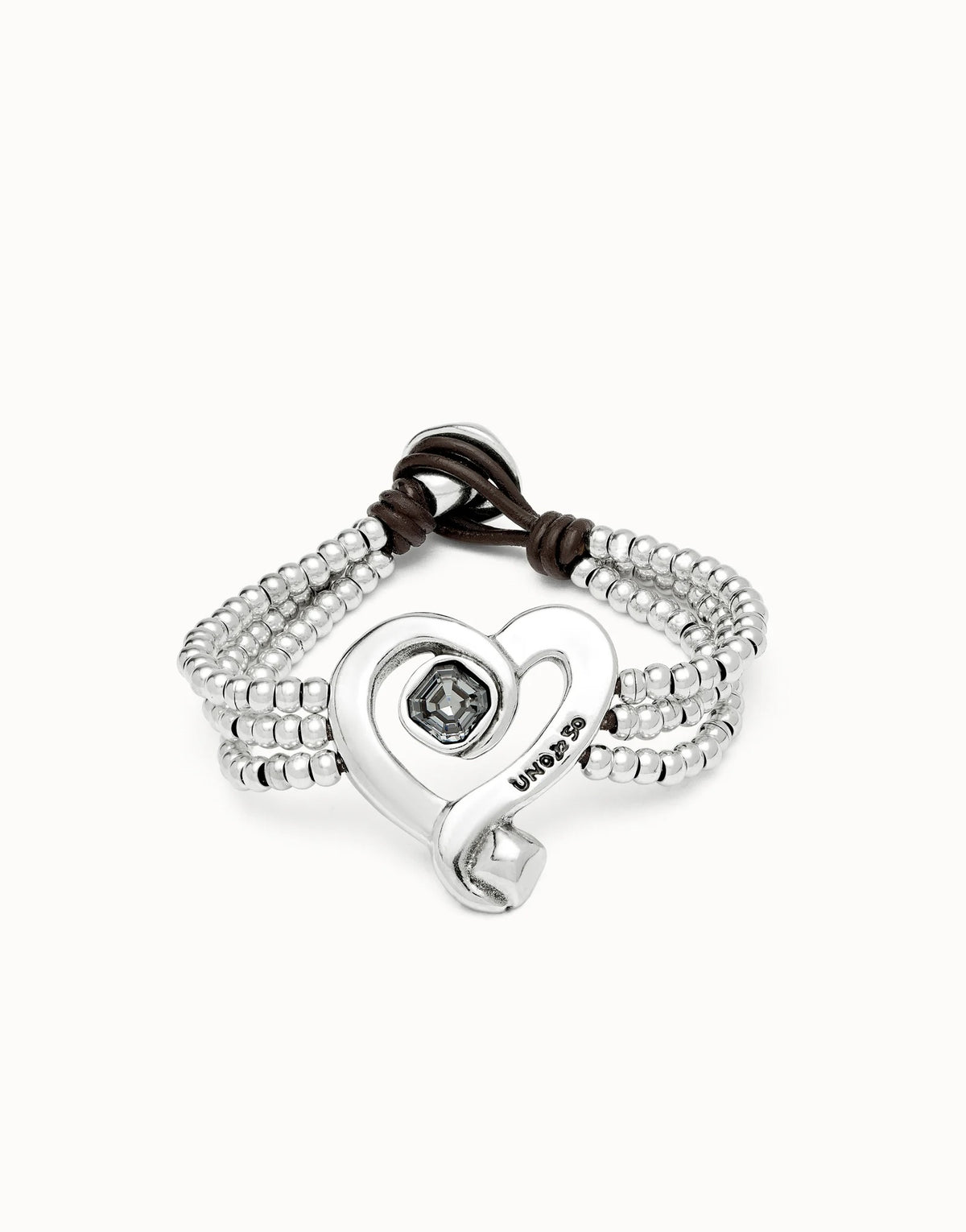 Multi Strand Leather Beaded Bracelet With A Heart