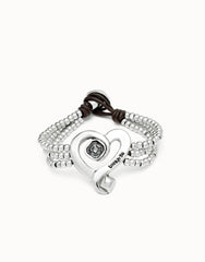 Multi Strand Leather Beaded Bracelet With A Heart
