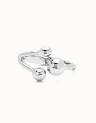 Cuff Bracelet With Three Beads - Silver