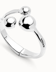 Cuff Bracelet With Three Beads - Silver