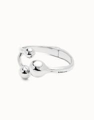 Cuff Bracelet With Three Beads - Silver