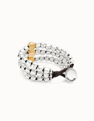 Three Strand Beaded Leather Bracelet - Gold