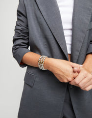 Three Strand Beaded Leather Bracelet - Gold
