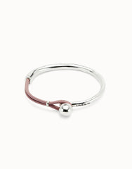 Bangle Bracelet With Lilac Leather - Silver