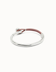 Bangle Bracelet With Lilac Leather - Silver