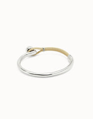 Bangle Bracelet With Ivory Leather - Silver