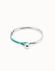 Bangle Bracelet With Turquoise Leather - Silver