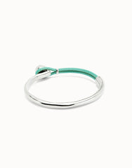 Bangle Bracelet With Turquoise Leather - Silver