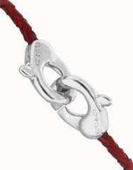 Red Leather Men Bracelet With Interlocked Carabiner Detail