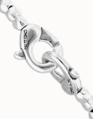 Beaded Bracelet Of Metal Alloy Plated Sterling Silver With Interlocked Carabiner Detail