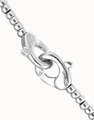 Small Beaded Bracelet Of Metal Alloy Plated Sterling Silver With Interlocked Carabiner Detail