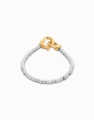 Small Beaded Bracelet 18K Gold With Gold Interlocked Carabiner Detail
