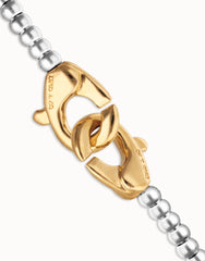 Small Beaded Bracelet 18K Gold With Gold Interlocked Carabiner Detail