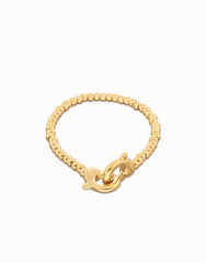Small Beaded Bracelet 18K Gold With Gold Interlocked Carabiner Detail
