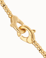 Small Beaded Bracelet 18K Gold With Gold Interlocked Carabiner Detail