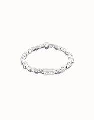 Metal Alloy Elastic Bracelet Pleated In Sterling Silver With A Skull Detail