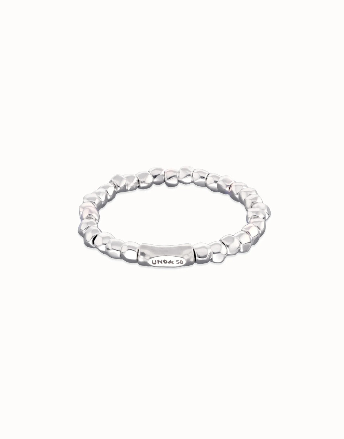 Metal Alloy Elastic Beaded Bracelets Plated In Sterling Silver