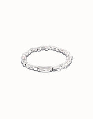 Metal Alloy Elastic Beaded Bracelets Plated In Sterling Silver