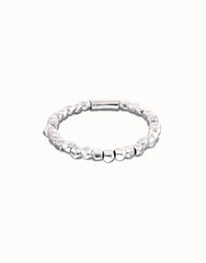 Metal Alloy Elastic Beaded Bracelets Plated In Sterling Silver