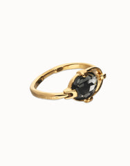 Rigid Bracelet Of Metal Alloy Plated In Gold 18K With A Grey Faceted Crystal