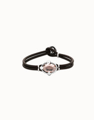 Leather Bracelet With A Pink Faceted Crystal
