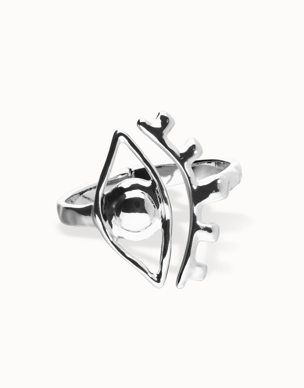 Metal Allot Rigid Bracelet Plated In Sterling Silver With An Eye Detail
