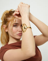 Metal Allot Rigid Bracelet Plated In Gold 18K With An Eye Detail