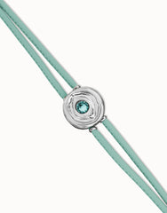 Double Turqfwse Leather Bracelet With A Metal Alloy Eye Detail Pleated In Sterling Silver Crystal