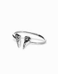 Cuff Bracelet Pleated In Sterling Silver With Wings Detail On The Ends