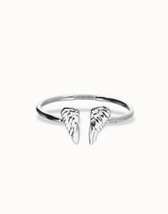 Cuff Bracelet Pleated In Sterling Silver With Wings Detail On The Ends