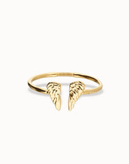 Cuff Bracelet Pleated In 18K Gold With Wings Detail On The Ends